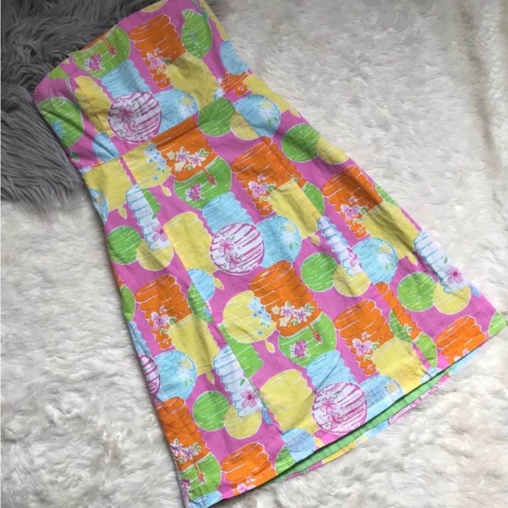 Lilly Pulitzer “party lights” Lantern strapless dress women’s 6 🎀